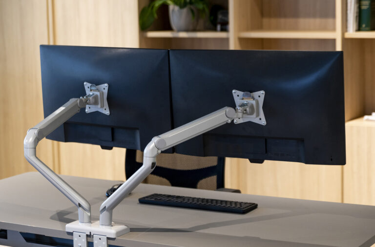 Monitor arm 2x Gray 01 LR