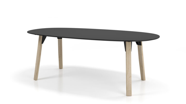 "Ovo" Table - Fenix - Wood legs, Natural